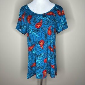 LuLaRoe Classic T womens short sleeved top t-shirt blue and red size L.